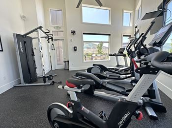 Fitness center with exercise bikes and equipment